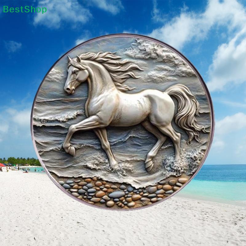2D Flacher Küstenlaufpferd-Anstecker – Runde Metallbrosche für Jeansjacken & Accessoires