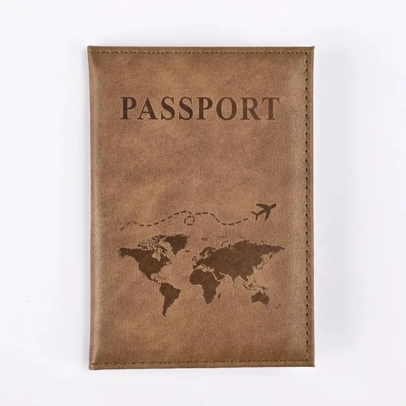 Unisex Airplane Travel Passport Cover PU Leather World Map Case ID Card Holder Wallet