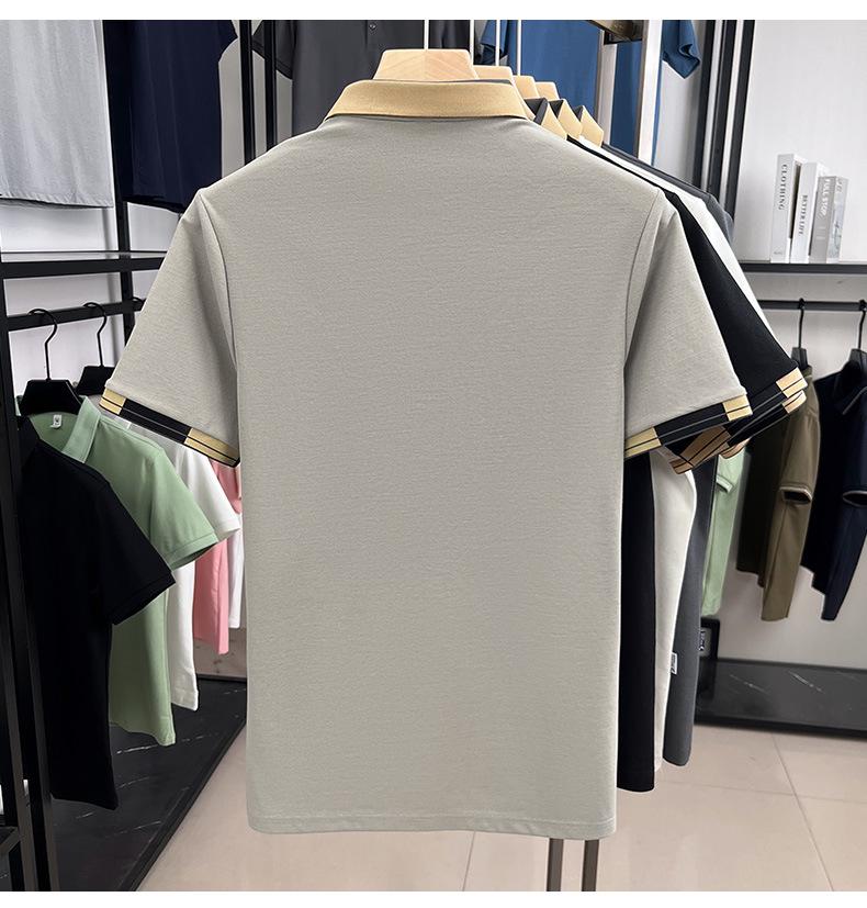 Men's Summer Solid Color Ice Feel Polo Shirt - Short Sleeve Lapel T-Shirt for Business Casual Wear
