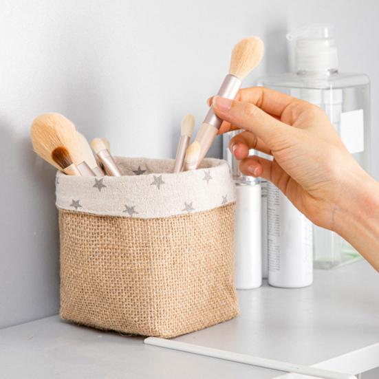 Aufbewahrungskorb, zusammenklappbar, platzsparend, Baumwolle, Flachs, Make-up, zum Aufhängen, Taschentasche, Heimdekoration