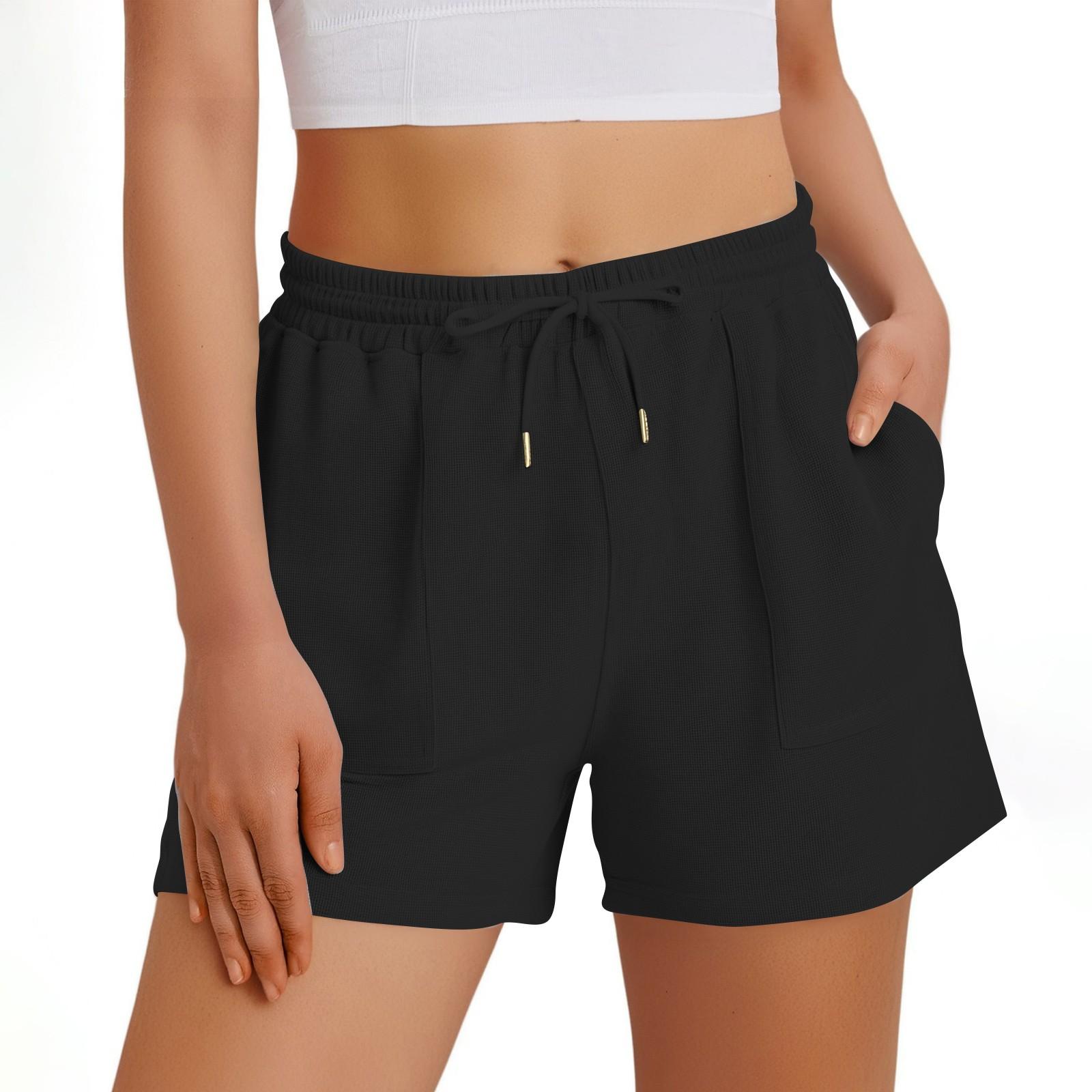 

Женские повседневные летние спортивные шорты с эластичной талией, удобные повседневные шорты с карманами L чёрный