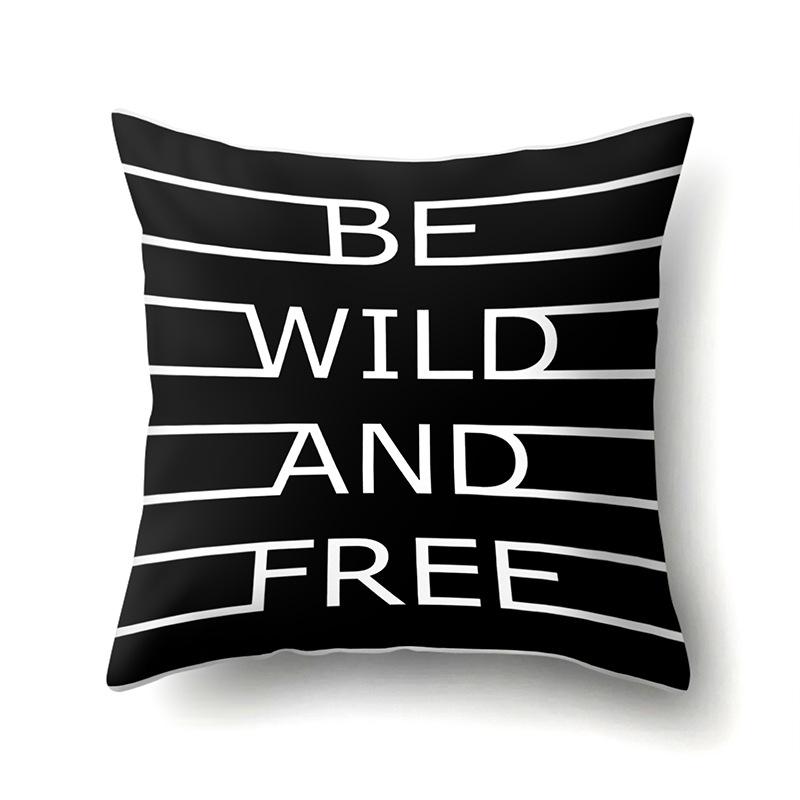 Polyester Pillowcase Black and White Printed Pillowcase Waist Cushion Cover Geometric Cushion Head Cushion Cover