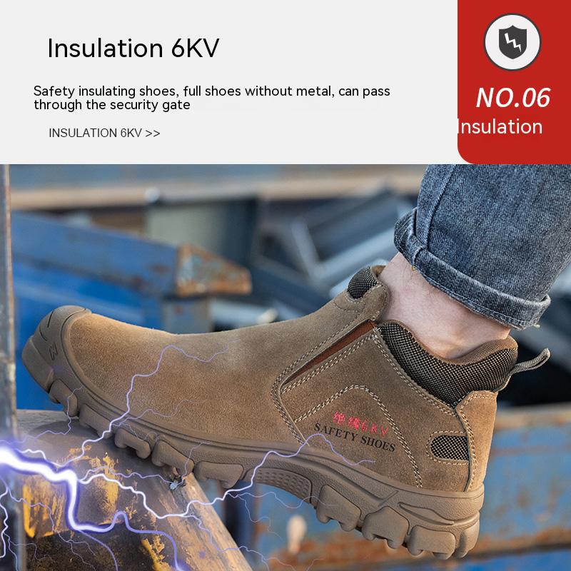 Men's Outdoor Work Safety Shoes Steel Toe Boots Anti-smash Work Boots All-Season Casual Hiking Footwear for Exploitation Site
