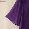 ZANZEA Women Summer Chiffon Splice Half Sleeve Loose Summer Blouse