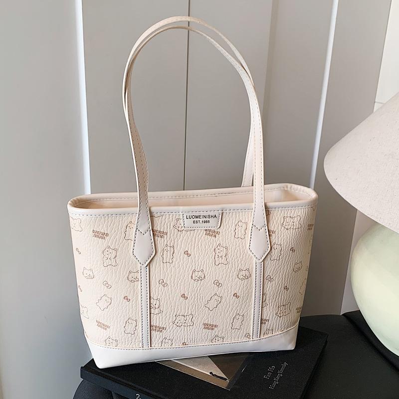 2025 New Printed Retro Tote Bag Trendy Large Capacity Daily Simple Women's Bag Shoulder Bag Portable Underarm Bag