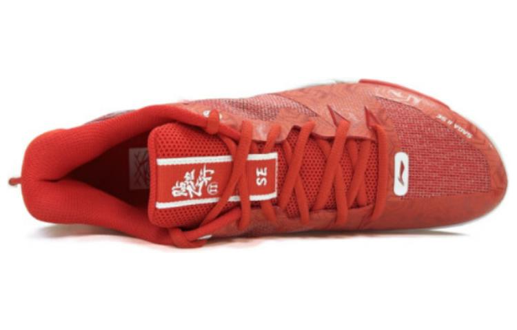 Li Ning Flying Close To The Ground Slip Resistant Abrasion Resistant Low top Badminton Shoes Unisex Red White AYZU001-2