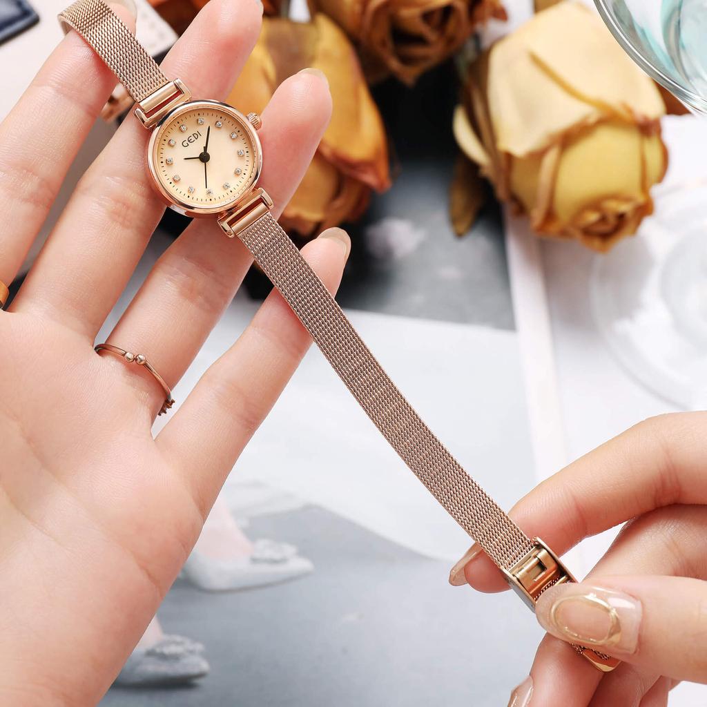 Versatile Stainless Steel Mesh Belt Light Luxury Diamond-Encrusted Student Exquisite Waterproof Quartz Watch