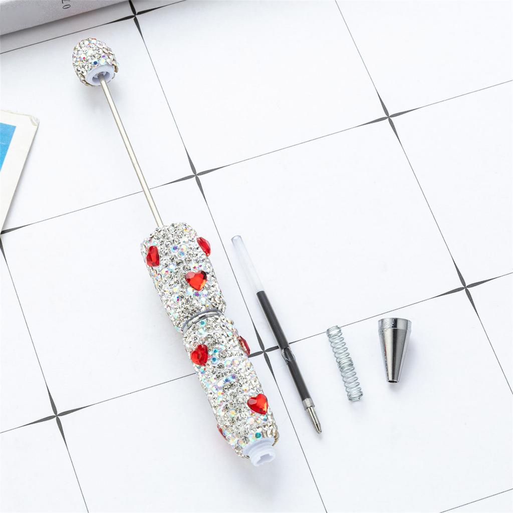 6pcs Glittering Beadable Pen Ballpoint Pen Black Ink Pen 1.0mm Smooth Writing Pen Rhinestones Fancy Pen School Supplies