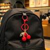 3D Cherry Fruit Keychain Pendant with Bell for Student Backpacks