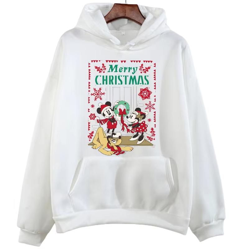 Merry Christmas Cartoon Disney Mickey Mouse Printed Hoodie Harajuku Fashion Men's Autumn Casual Long Sleeve Streetwear Pullover