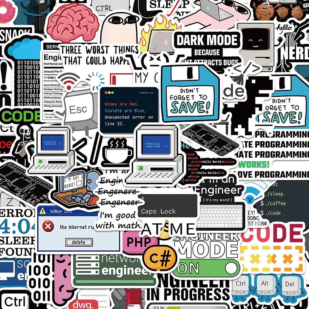 10/30/50pcs Funny Programming Stickers Java Cloud Language Internet Decals DIY Skateboard Luggage Phone Waterproof Sticker Packs