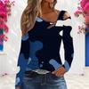 Women Plus Size White Pink Leopard Print Asymmetric Cutout Cold Shoulder Long Sleeve Shirt