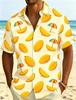 Herren Hemd mit tropischem Frucht- und Getränkedruck, Lässiges atmungsaktives Oberteil für Sommerurlaub, Party, Reisen und den täglichen Gebrauch