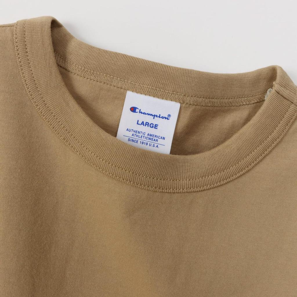 Champion short classic Cotton logo short sleeve sand beige T-shirt, sleeve, 100% cotton, USA, one-point embroidery, T-shirt, basic, C3-P300Z/C3-X352L,