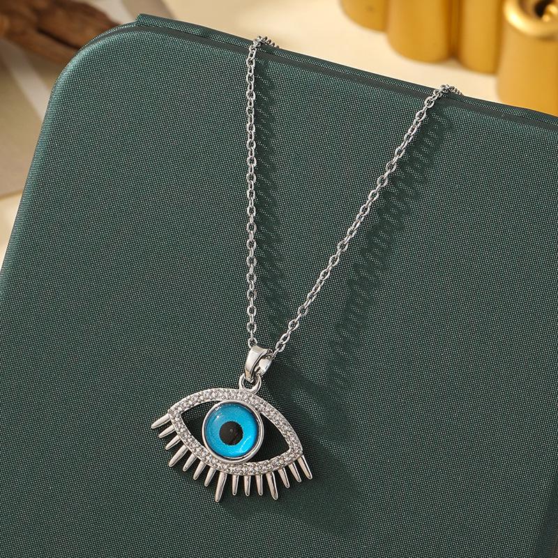 Beliebte Halskette mit blauem bösen Blick aus Titanstahl für Damen – Vielseitiger und personalisierter Schlüsselbeinkettenschmuck