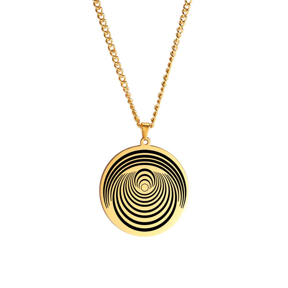 Dawapara The Illusion of Amulet Pendant Necklace Geometric Hypnosis Talisman Stainless Steel Jewelry Gift for Men Women