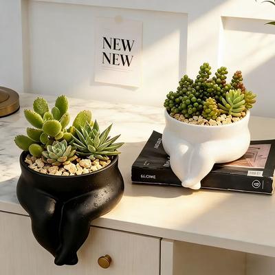 Creative Sitting Posture Fat Leg Flowerpot Green Potted Plants Container Home Courtyard Garden Decor Handicrafts Ornament Gift