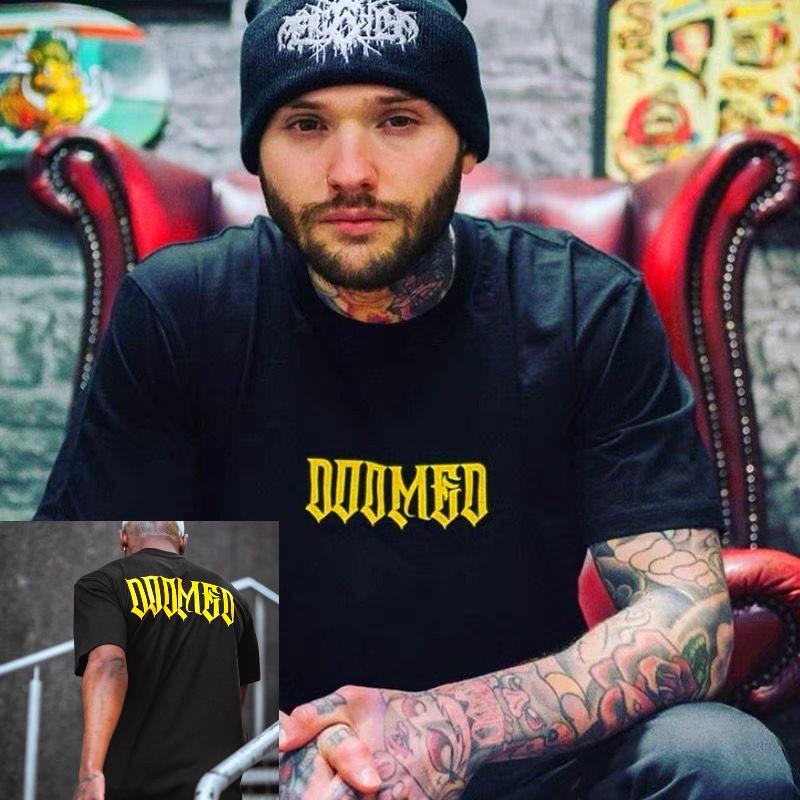 

Summer American Street Top T-shirt, A Heavyweight Retro Letter High Street Short-sleeved Summer Stylish Black Top 4XL