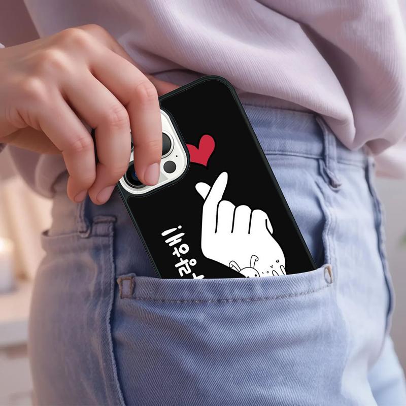 Cute Korean Font Saranghae I love you Phone Case For iPhone 17 Air 15 16e 14 13 Pro Max Coque 12 11 Pro Max PLUS cover