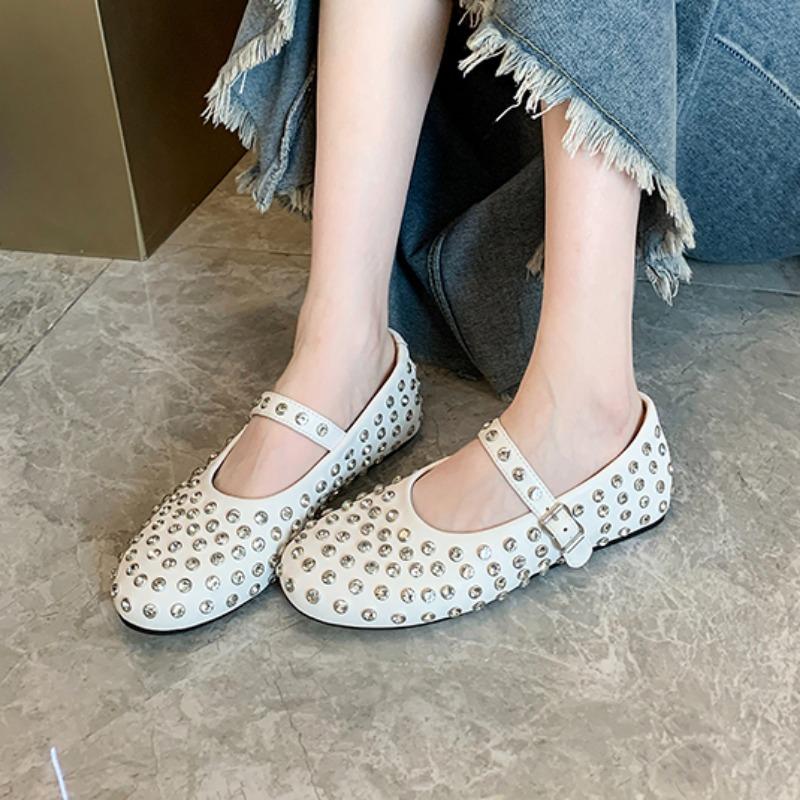 Zapatos Planos de Mujer Nuevo Verano Mujer Cabeza Redonda Transpirable y Cómodo Zapatillas de Mujer Zapatos Mary Jane Zapatos De Mujer