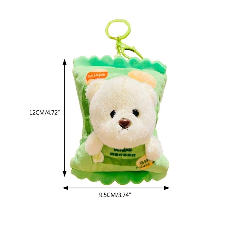 Cartoon Plush Keychain Stylish Keyring Holder for Women Girls Stuffed Pendant Hanging Ornament Bag Charm Decoration