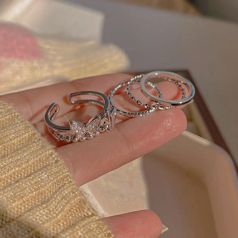 Neues Mode Kreatives Geometrisches Blatt Welle Hohl Ring Set 11 Stk. für Damen Herren Einfacher Knöchelring Charm Hochzeitsfeier Schmuck