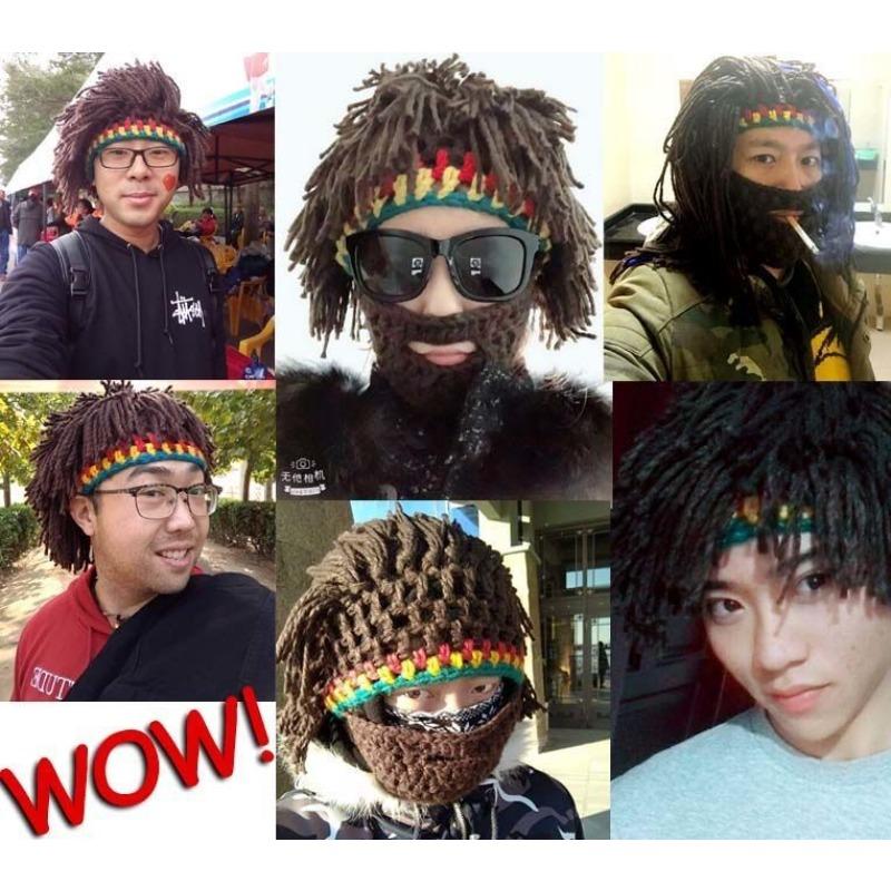 Unisex Funny Headgear With Dirty Braids, Woolen Hats, Hip-Hop Party Hats, Trendy And Personalized Warm Knitted Wigs, Hats