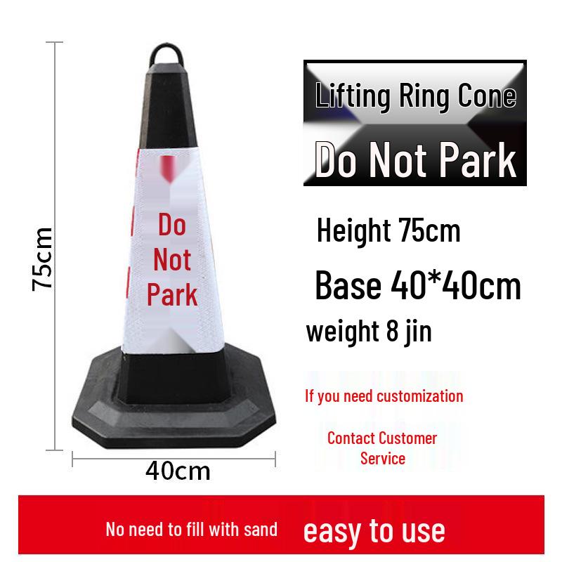 70cm Reflective Rubber and PVC Traffic Cone - No Parking Ice Cream Cone Design