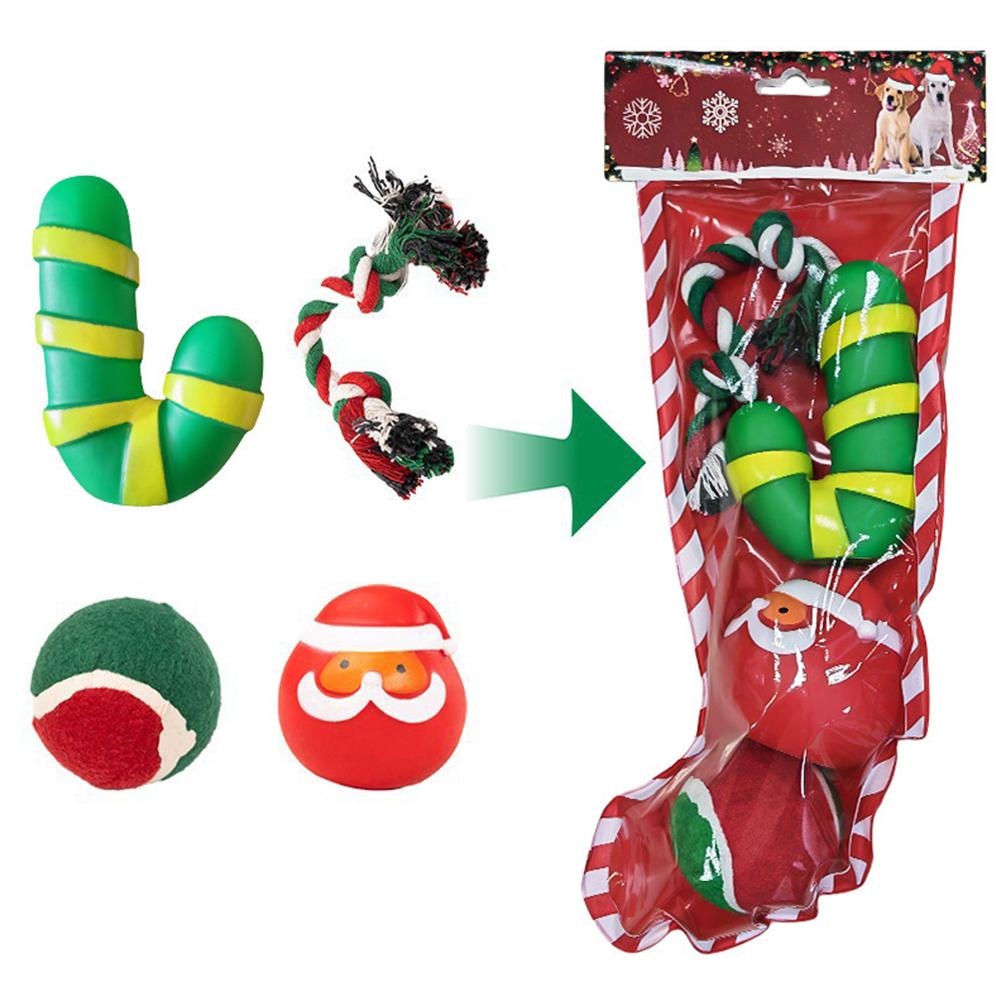 Dog Christmas Gift Box Pet Christmas Stocking Stuffers Durable Interactive Fun Dog Toy Assortment Pack Safe Rubber Chew Toys