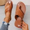Damensandalen Außen Lässig Strand Damenschuhe Sommer Flache Flip-Flop-Sandalen Gehen Zehentrenner Römische Schnalle Damen Schlappen