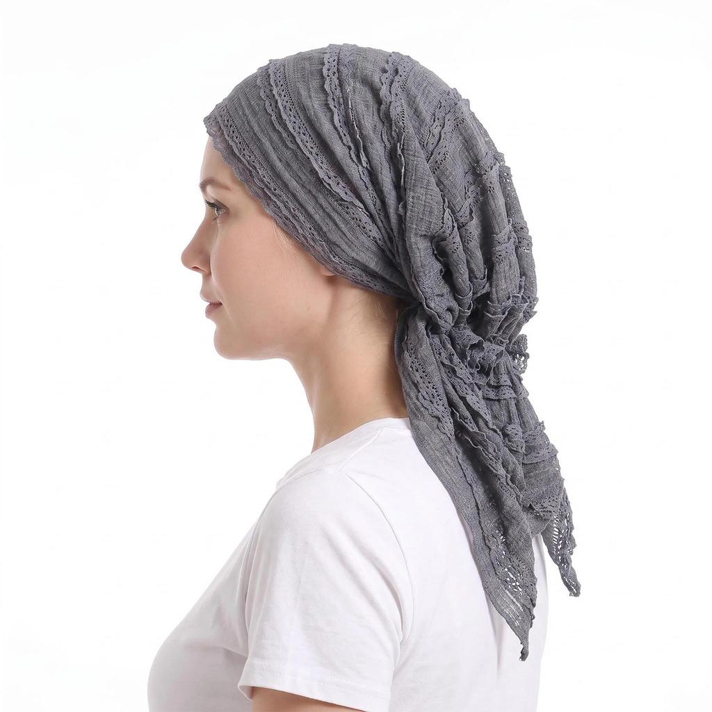 Women's Lace Headwrap Turban Pullover Hat with Tail for Casual Daily Wear