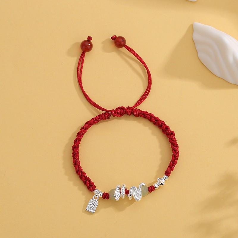 Chinesisches Tierkreiszeichen Rotes Schnur Sicherheitsverschluss Armband für Männer und Frauen - Handgeflochtenes Design