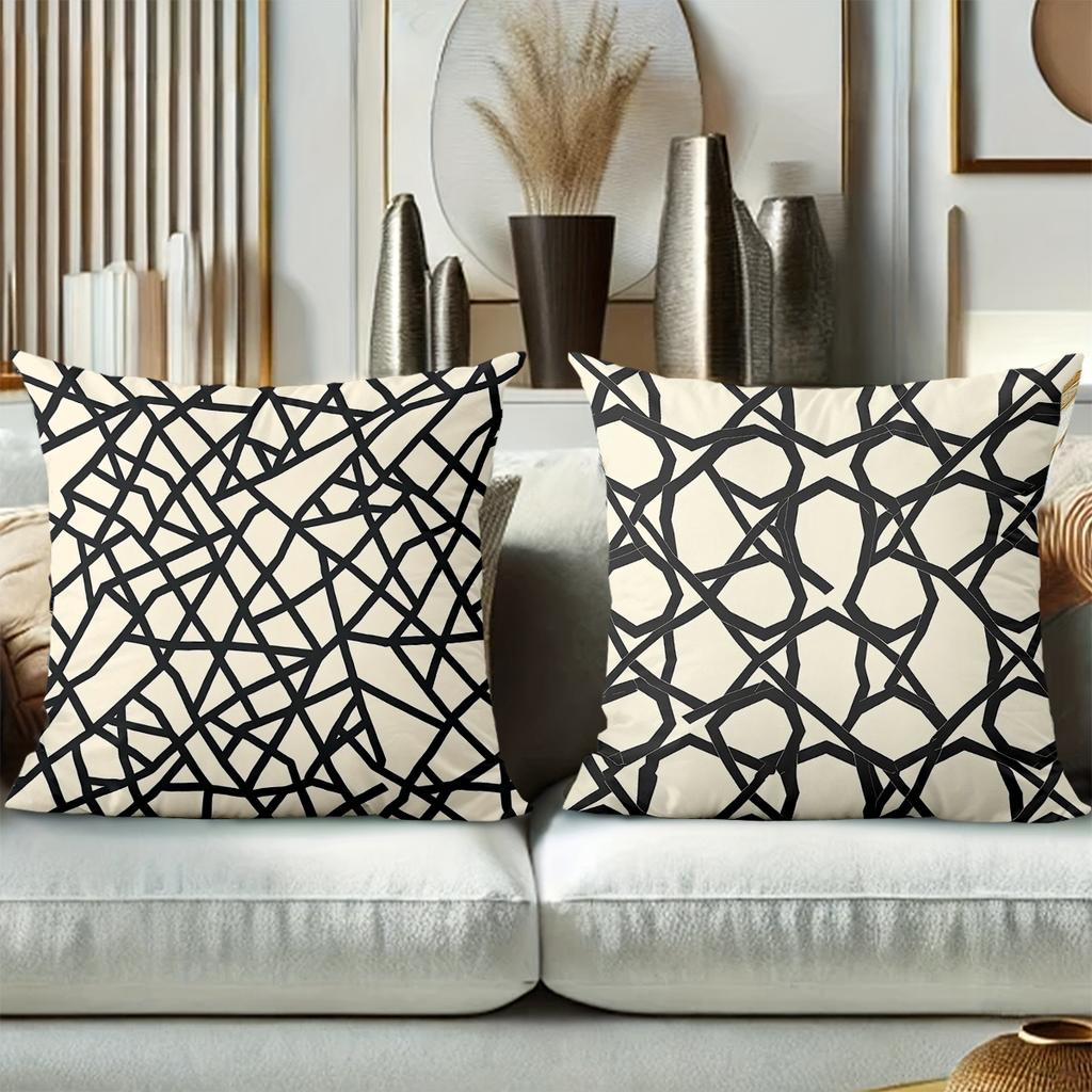 Boho Geometric Line Art Throw Pillow Covers Pattern Cushion Cover Suitable For Sofa Bedroom Car Pillow Cover