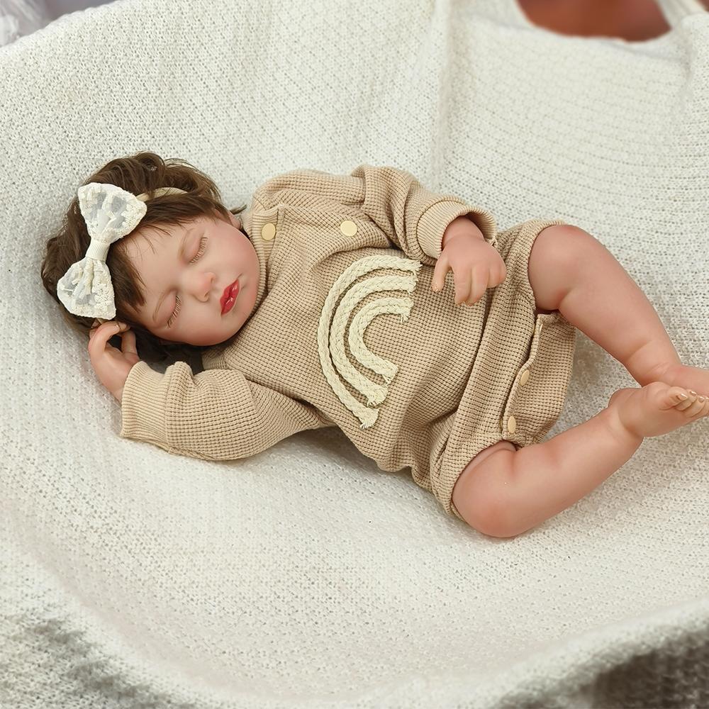 Reborn Bebe Loulou Newborn Dolls Sleeping Baby Handmade Painted Lifelike 3D Skin with Visible Veins Doll Toy