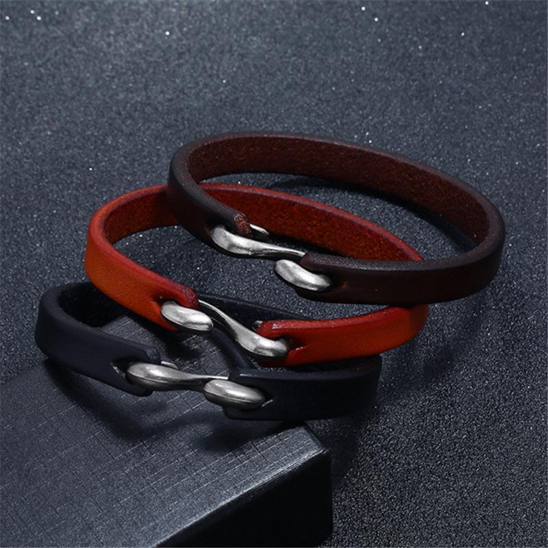 Stylish Punk Rock Retro Distressed Leather Bracelet - Simple & Unique Men's Genuine Cowhide Accessory