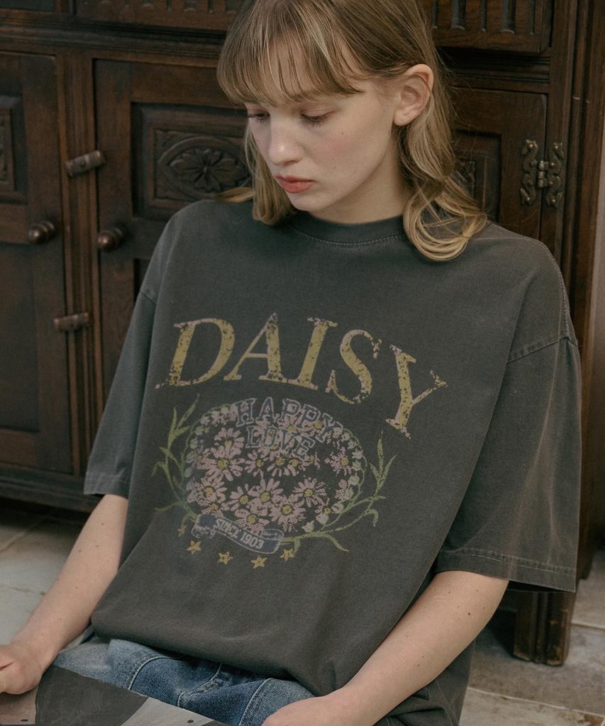 CPGN STUDIO Daisy Pigment Short Sleeve T-Shirt Smoke Black