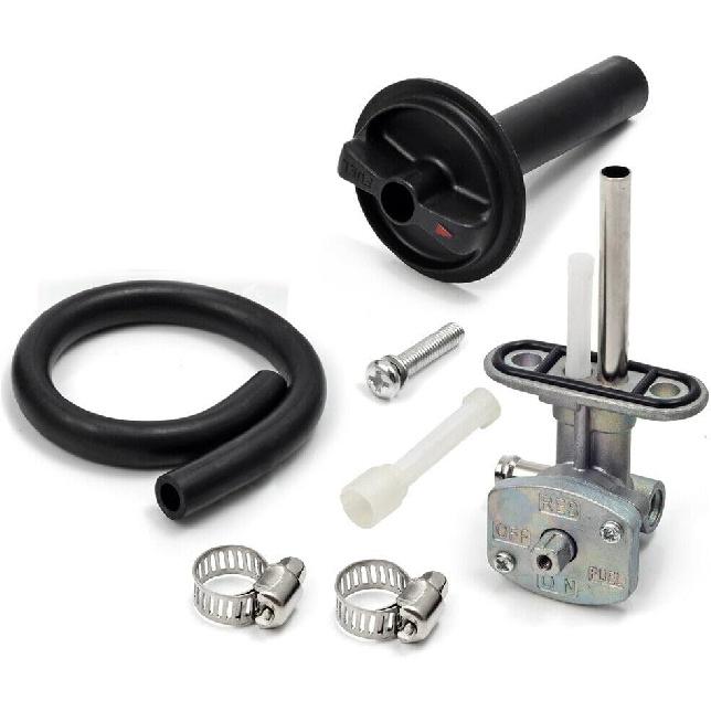 Fuel Petcock Valve Switch with Knob Lever and Lines Fit for Yamaha Kodiak 400 450 YFM400 YFM450 Grizzly 400 450 YFM450F Prairie 400, Replace