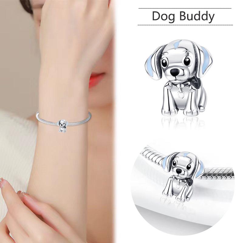 Neuer Kupfer Niedlicher Pfotenabdruck Hundeknochen Anhänger Perle Kompatibel Mit Authentischen Charm-Perlen Armbändern Halsketten Schmuckzubehör