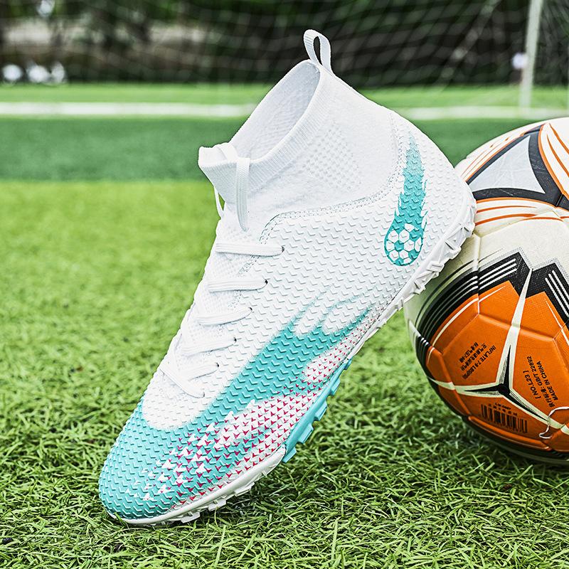 Football Shoes Boys Broken Nails Spikes Male Female Adult Student High Top Lawn Sneakers Competition Training Shoes