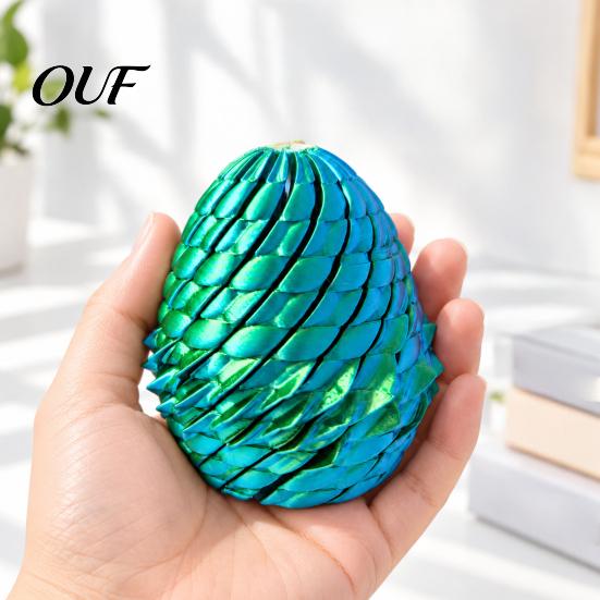Collectible Dragon Statue 3D Printed Articulated Fidget Toy, Twist Eggs, Slippery Flexible Figure Egg Desk Ornament for Home Office Stress Relief