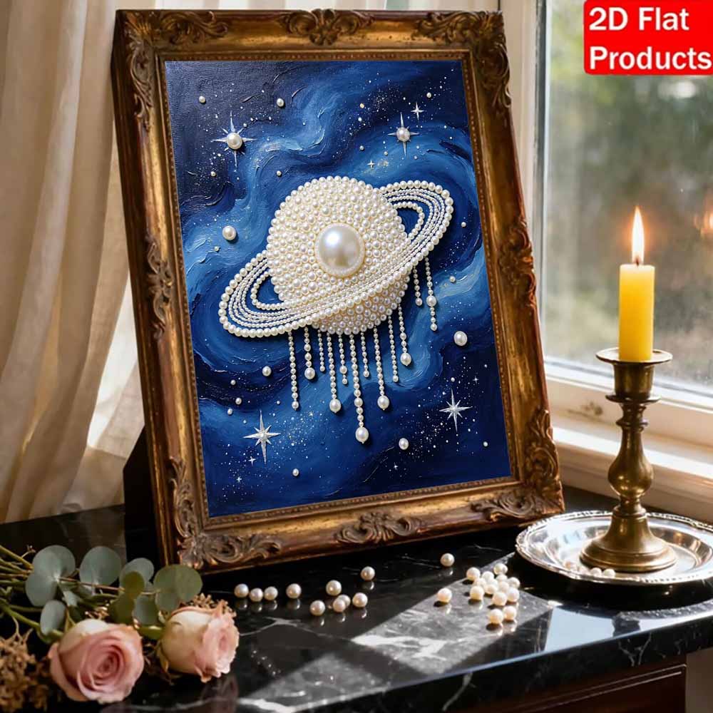 DIY Rámovaná sada na malování korálky Vzor Saturn Hvězdná noc 3D Třpytivé korálkové plátno Kreativní domácí dekorace na stěnu Umělecké řemeslo Dárková sada