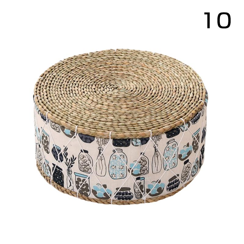 30cm Round Japanese Woven Straw Pouf Tatami Cushion Zafu Floor Cushion Meditation Yoga Seat Mat Durable Furniture Ottoman Stool 30x20cm