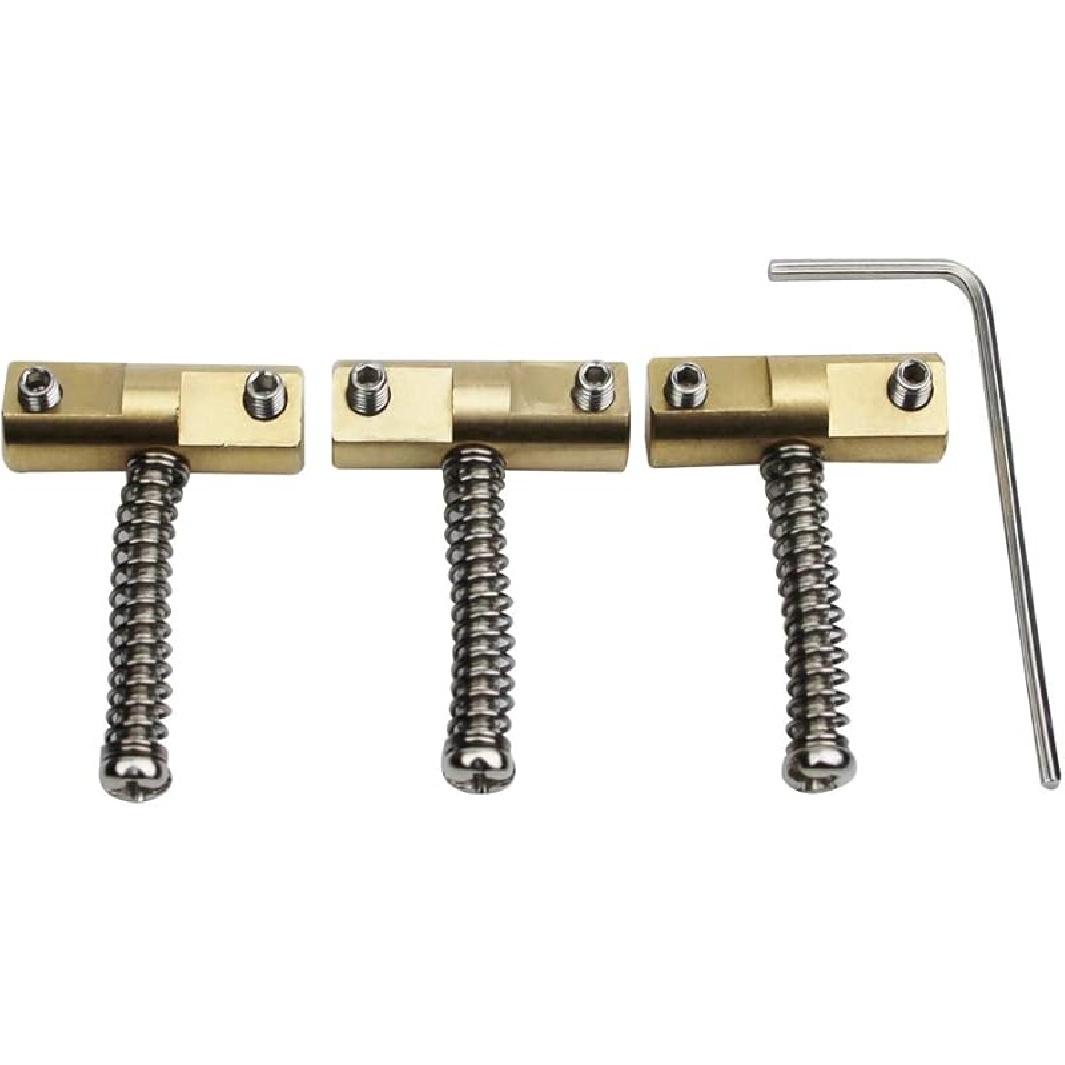 Guyker Brass Compensated Bridge Saddles Set of 3-10.8mm Barrel In-Tune Bridge Saddle with Wrench Compatible with Vintage-style Tele TL Electric Brass, Set of 3