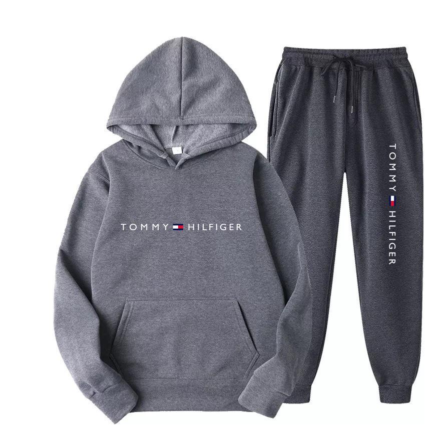 Unisex Spring/Autumn Hooded Fleece Set - Loose Fit, Casual Print Sweatshirt