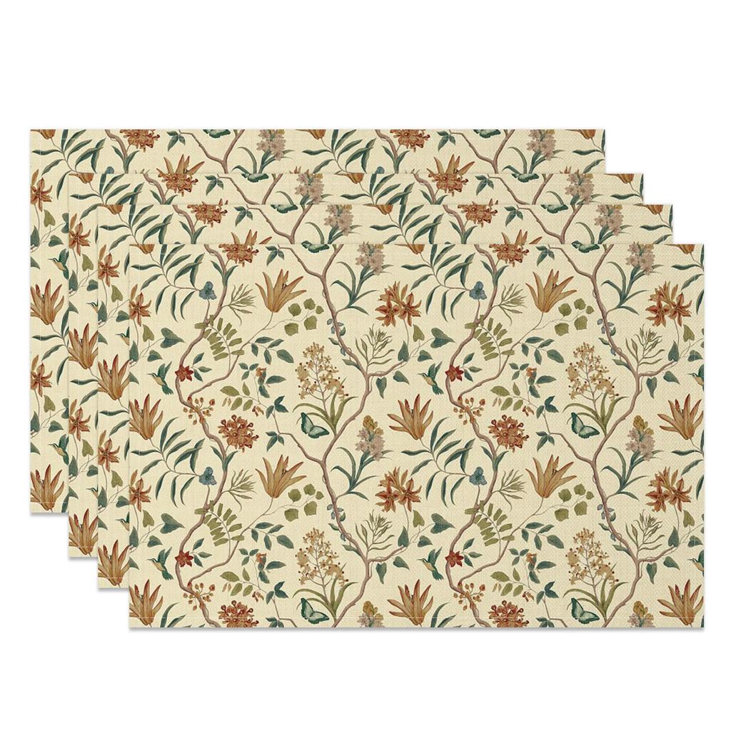 4-Piece Elegant Floral Placemat Set, Vintage Style Dining Table Mat, for Dining & Wedding Decoration – Exquisite