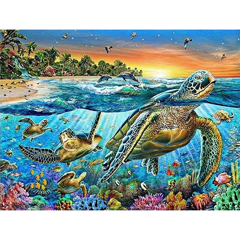 5D Diamond Painting Landscape Sunset Sea View Full Round Diamond Embroidery Cross Stitch Painting Mosaic Home Decor Gift