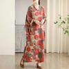 Colorful Travel V-neck Retro Long Skirt Cotton Linen Dress