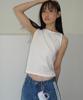 RONRON Dot Boatneck Sleeveless White