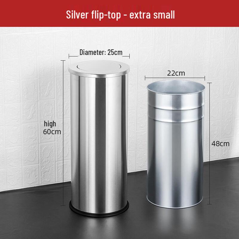 Stainless Steel Round Flip-Lid Trash Can