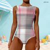 Women Plus Size High Round Neck Sleeveless One Piece Halloween Printed Swimsuit